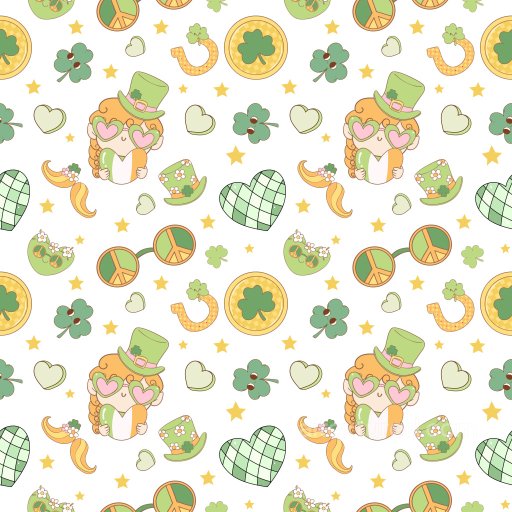 Pattern PBR Texture Featuring Cute St Patrick's Day Cartoon Motifs seamless Pattern Bundle PBR texture