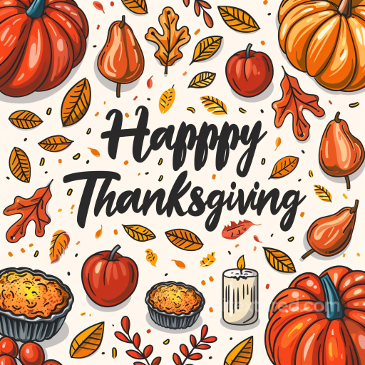 with Thanksgiving Pumpkins, Leaves & Pies Vector Art seamless Thanksgiving PBR texture