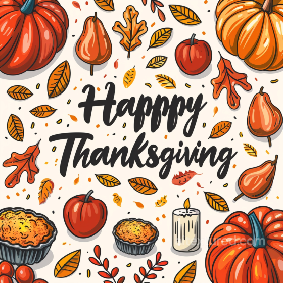 with Thanksgiving Pumpkins, Leaves & Pies Vector Art Thanksgiving texture preview