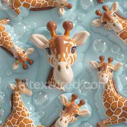 seamless Seamless 3D Inflated Vinyl Texture Featuring Puffy Giraffe Panels on Glossy Blue texture 8k free download PBR