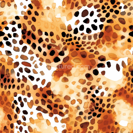 Seamless 3D PBR Leopard Print Watercolor Style Fabric Texture with Warm Earth Tones
