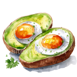 seamless Baked Avocado Eggs Breakfast Illustration with Fresh Herbs texture 8k free download PBR