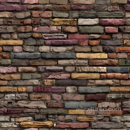 Multicolor Cracked Old Brick Wall Seamless Texture with Rough Surface seamless Brick PBR texture