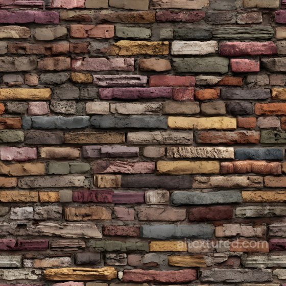 Multicolor Cracked Old Brick Wall Seamless Texture with Rough Surface Brick texture preview