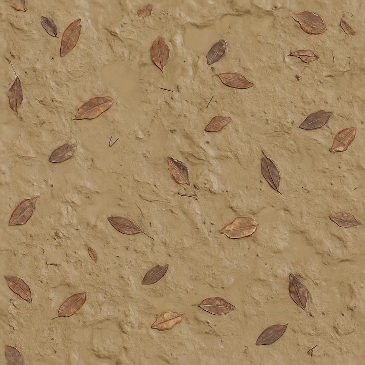 Of Muddy Garden Mud With Mud With Leaves And Soft Mud Patches seamless PBR texture preview