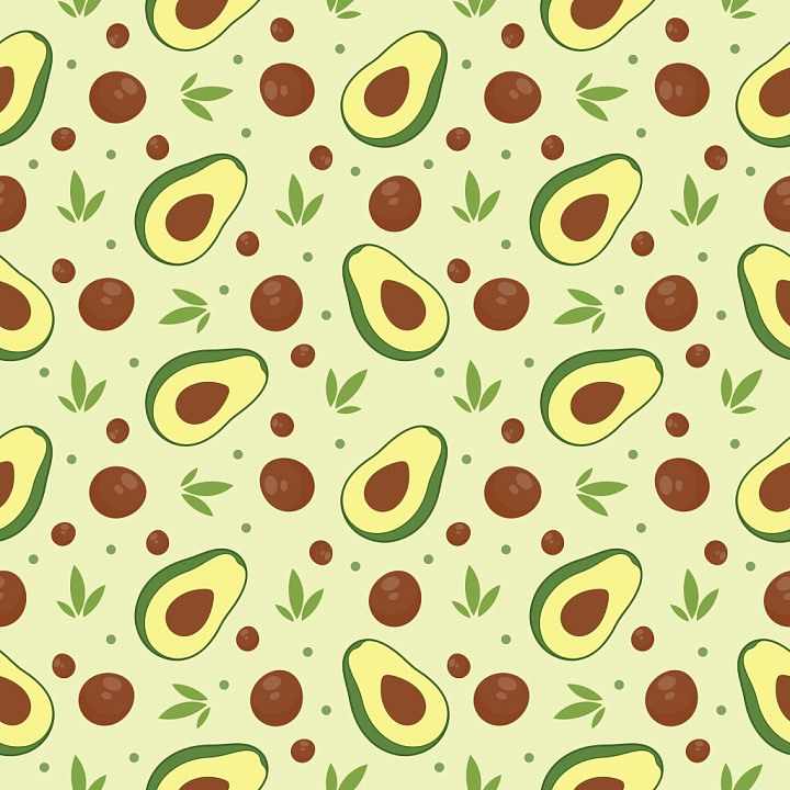 Pattern Featuring Playful Avocado Motifs in Soft Pastel Palette seamless PBR texture preview