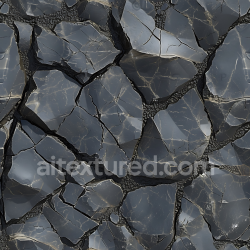 seamless Seamless 3D Cracked Dark Stone Ground PBR Texture with Glossy Fractured Surfaces texture 8k free download PBR