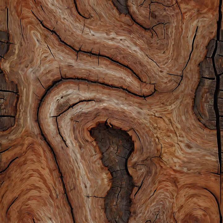 Rustic Aged Wood with Cracked Grain and Natural Knot Details seamless PBR texture preview