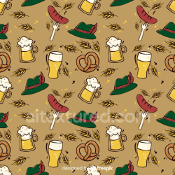 seamless Seamless 3D PBR Digital Paper Texture with Beer, Pretzels & Festive Hats texture 8k free download PBR