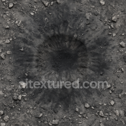 seamless Seamless 3d texture showing explosive blast crater with scorched earth and rubble details in 8k pbr quality texture 8k free download PBR