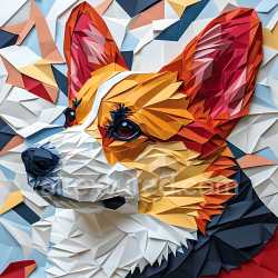 seamless Seamless 3D PBR Texture Featuring Origami Style Low-Poly Corgi Colors and Geometric Patterns texture 8k free download PBR