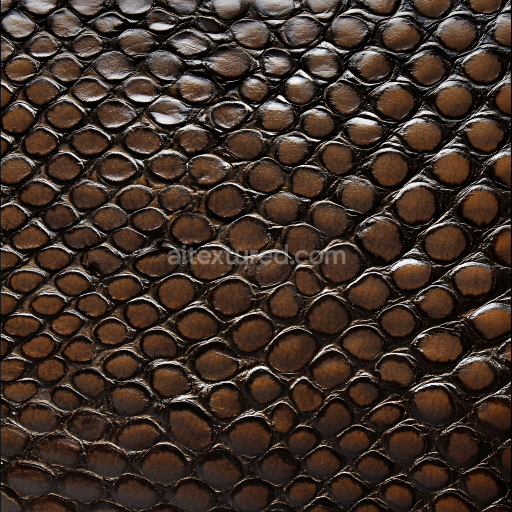 Seamless 3D Reptile Skin PBR Texture Featuring Glossy Dark Brown Scales