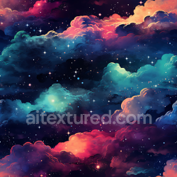 seamless Seamless 3D PBR Nebula Texture Featuring Colorful Cosmic Clouds and Starfield texture 8k free download PBR