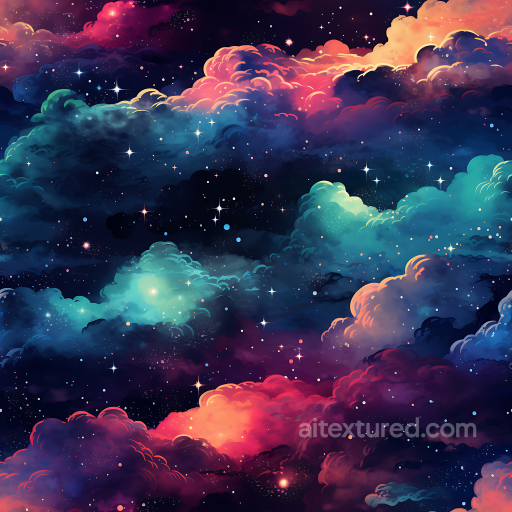 Nebula Texture Featuring Colorful Cosmic Clouds and Starfield seamless Star, space, planets PBR texture