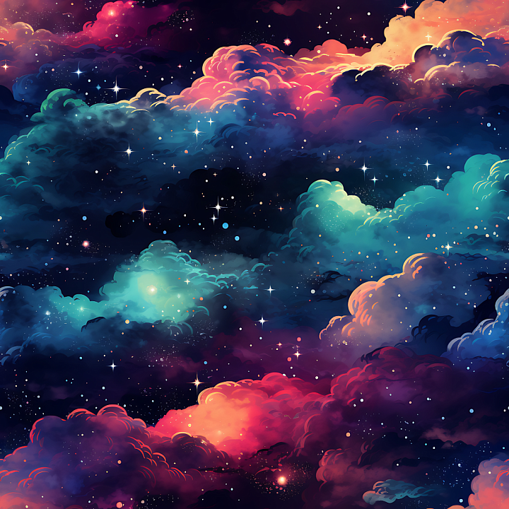 Nebula Featuring Colorful Cosmic Clouds and Starfield seamless PBR texture preview