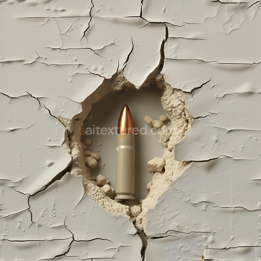 Seamless 3D cracked plaster and holes PBR texture with chipped edges and beige tones