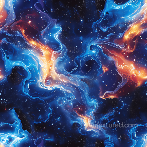 Space PBR Texture Featuring Vivid Nebula Clouds in Blue and Orange Hues Star, space, planets texture preview