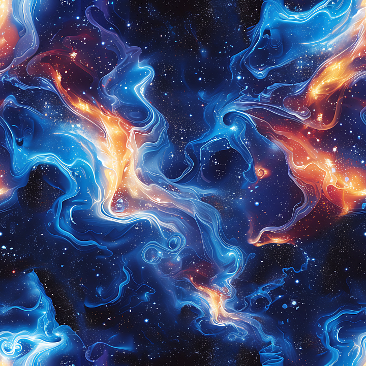 Space Featuring Vivid Nebula Clouds in Blue and Orange Hues seamless PBR texture preview