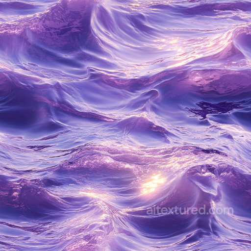 Water Texture Featuring Stylized Purple Ocean Waves with Reflective Highlights seamless Water PBR texture
