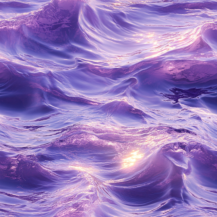Water Featuring Stylized Purple Ocean Waves with Reflective Highlights seamless PBR texture preview