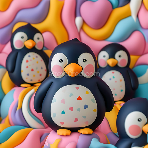 Seamless 3D Inflated Quilted Fabric PBR Texture with Colorful Wavy Panels