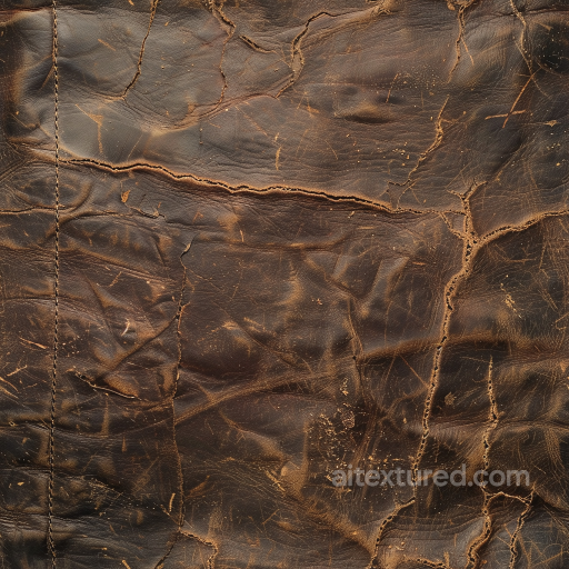 Distressed Cracked Brown Leather Seamless Texture with Deep Creases seamless Leather PBR texture