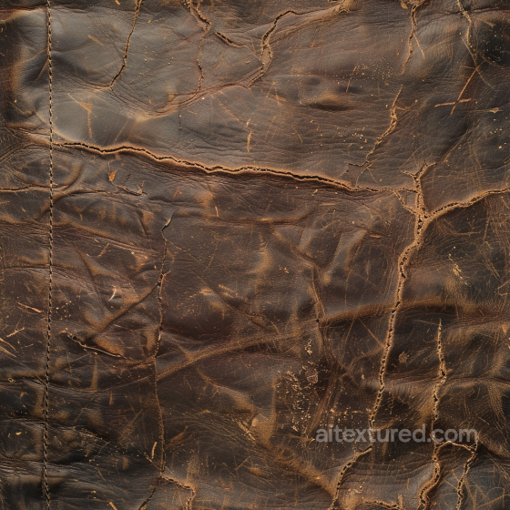 Distressed Cracked Brown Leather Seamless Texture with Deep Creases Leather texture preview