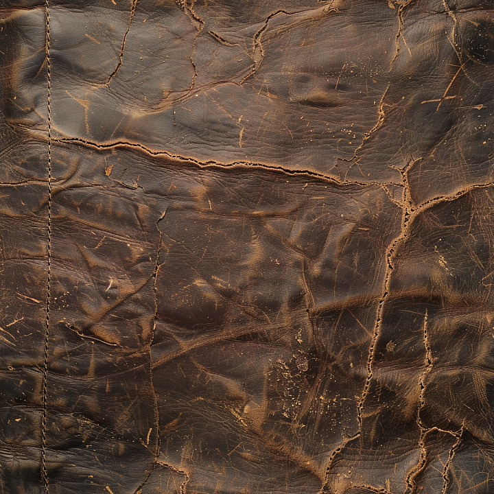 Distressed Cracked Brown Leather with Deep Creases seamless PBR texture preview