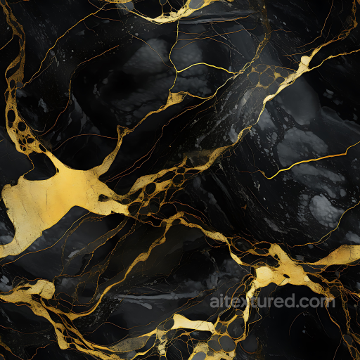 Black Marble PBR Texture with Striking Gold Vein Pattern seamless Marble PBR texture