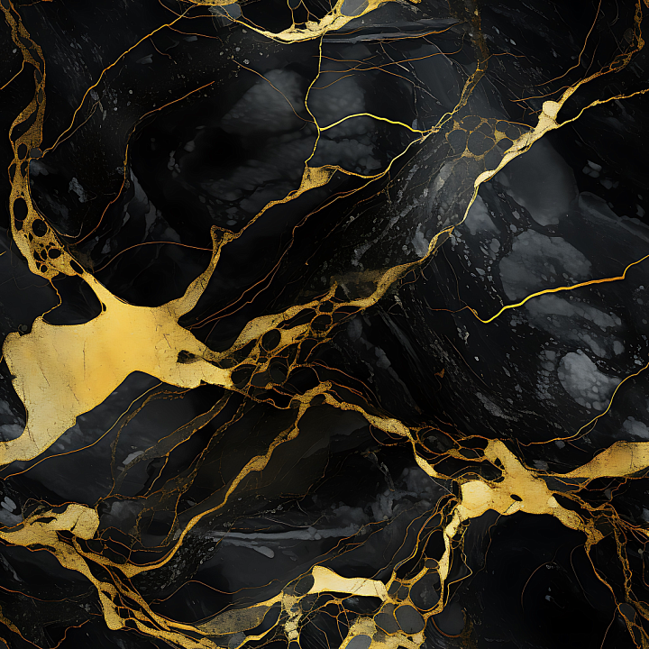 Black Marble with Striking Gold Vein Pattern seamless PBR texture preview