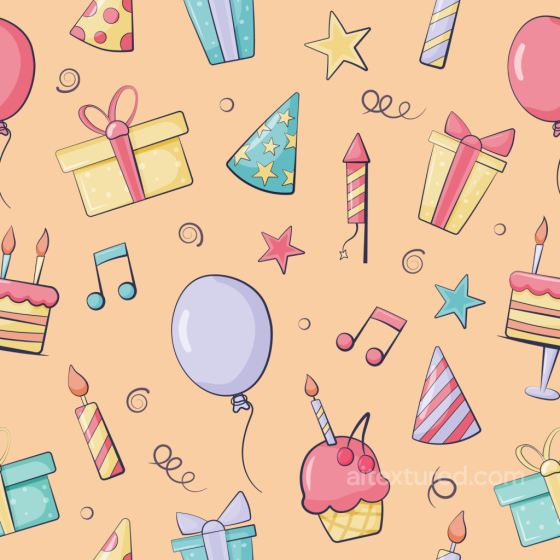 Birthday Party Pattern Texture with Gifts and Balloons Birthday texture preview
