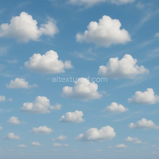 Seamless 8k PBR 3d texture of windy sky with dynamic cloud shadows and scattered clouds