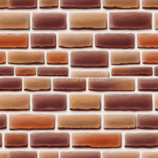 Seamless 3D cracked and chipped brick wall PBR texture in warm tones