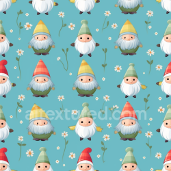 seamless Seamless 3D PBR Texture Featuring Playful Easter Gnomes on Blue Background texture 8k free download PBR
