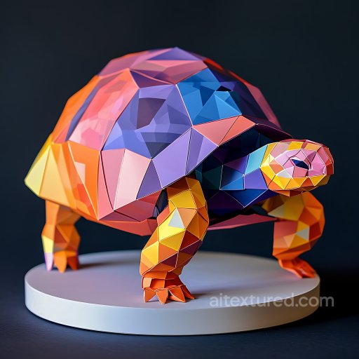 Animal - Seamless 3D PBR texture of vibrant low-poly desert tortoise shell with geometric facets texture preview