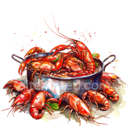 seamless Crawfish and Seafood Boil Breakfast Illustration with Vibrant Red Crustaceans texture 8k free download PBR