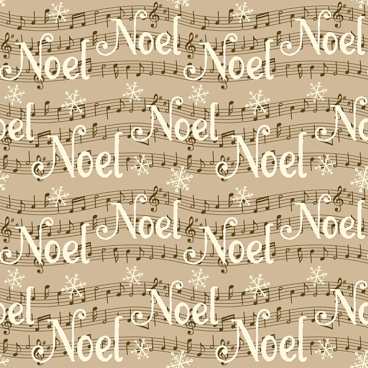 Vintage Paper with Musical Notes and Noel Script Pattern seamless PBR texture preview