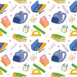 Pattern Bundle - Seamless 3D Pattern PBR Texture Featuring Colorful School Supplies and Stationery Motifs texture preview