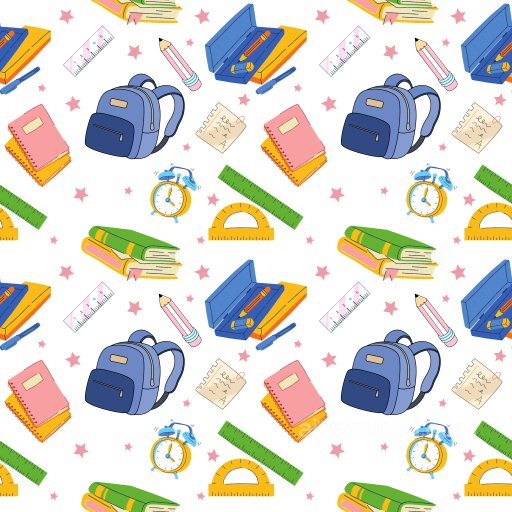 Pattern PBR Texture Featuring Colorful School Supplies and Stationery Motifs seamless Pattern Bundle PBR texture