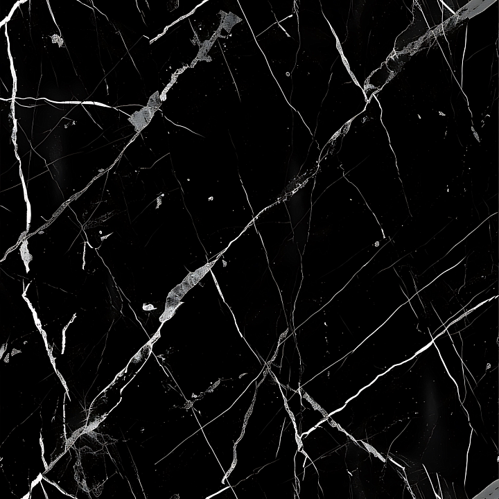 Black Marble with Distinctive White Vein Patterns seamless PBR texture preview