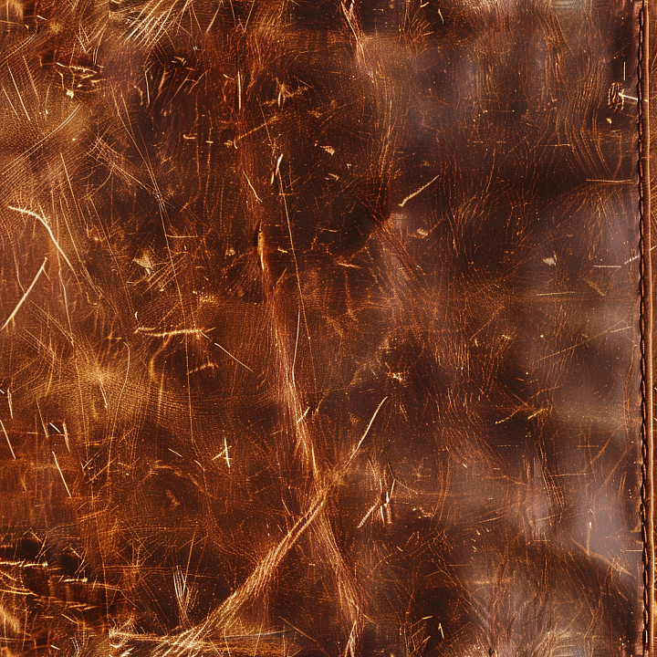 Brown Distressed Leather with Prominent Scratches & Stitching seamless PBR texture preview