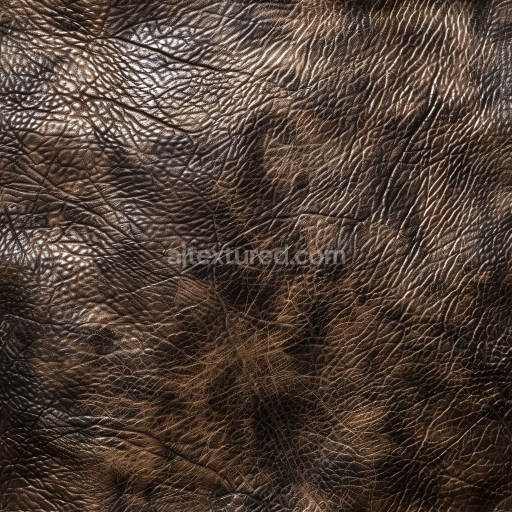 Preview — Seamless 3D PBR Distressed Dark Brown Leather Texture with Wrinkled Grain and Patina