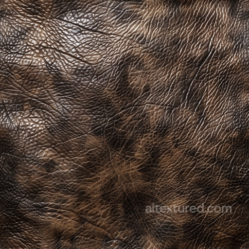 Distressed Dark Brown Leather Texture with Wrinkled Grain and Patina seamless Leather PBR texture