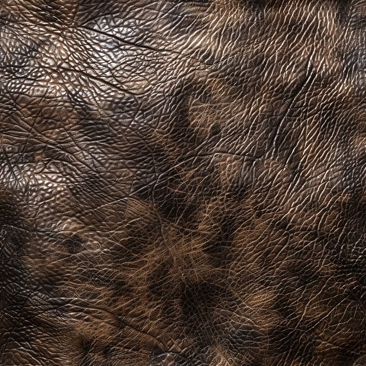 Distressed Dark Brown Leather with Wrinkled Grain and Patina seamless PBR texture preview