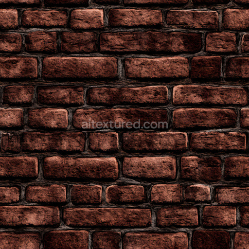 Seamless 3D Cracked Red Brick Wall PBR Texture with Rough Surface and Mortar Gaps