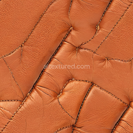 Preview — Seamless 3D PBR Texture of Distressed Stitched Brown Leather with Wrinkles and Panels
