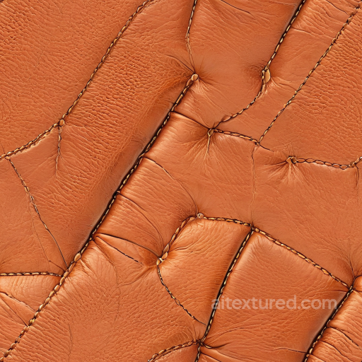 Distressed Stitched Brown Leather Seamless Texture with Wrinkles and Panels seamless Leather PBR texture