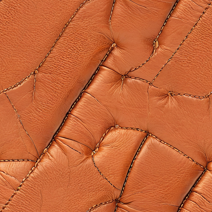 Distressed Stitched Brown Leather with Wrinkles and Panels seamless PBR texture preview