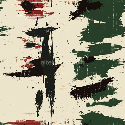 Seamless 3D Abstract Paint Streak Camouflage PBR Texture with Earthy Green, Brown, and Beige Tones