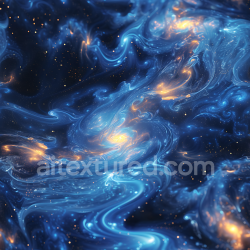 seamless Seamless 3D Space PBR Texture Featuring Glowing Blue Nebula Clouds and Gold Starfield texture 8k free download PBR
